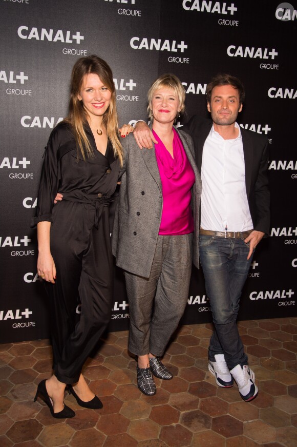 Lauren Bastide, Maïtena Biraben et Augustin Trapenard - Soirée des animateurs du Groupe Canal+ au Manko à Paris. Le 3 février 2016