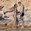 David Guetta et sa compagne Jessica Ledon en vacances à Ibiza. Espagne, le 28 juillet 2016.