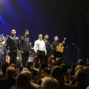 Rey, Babato, Kema, Joseph, Mounin et Chico Bouchikhi - Chico & The Gypsies en concert à l'Olympia à Paris, le 15 avril 2014. © Coadic Guirec / BestImage