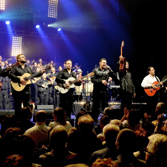 Rey, Babato, Kema, Joseph, Mounin et Chico - Chico & The Gypsies en concert à l'Olympia à Paris, le 15 avril 2014.