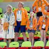 Le roi Willem Alexander, la reine Maxima, et leurs filles les princesses Amalia, Alexia et Ariane - La famille royale des Pays-Bas lors de la finale femmes de gymnastique artistique durant les Jeux Olympiques (JO) 2016 de Rio de Janeiro. Le 15 août 2016 15/08/2016 - Rio de Janeiro