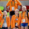 Le roi Willem Alexander, et ses filles les princesses Amalia, Alexia et Ariane - La famille royale des Pays-Bas lors de la finale femmes de gymnastique artistique durant les Jeux Olympiques (JO) 2016 de Rio de Janeiro. Le 15 août 2016 15/08/2016 - Rio de Janeiro