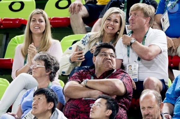 Le roi Willem Alexander, la reine Maxima - La famille royale des Pays-Bas lors de la finale femmes de gymnastique artistique durant les Jeux Olympiques (JO) 2016 de Rio de Janeiro. Le 15 août 2016 15/08/2016 - Rio de Janeiro