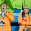 Le roi Willem-Alexander et la reine Maxima - La famille royale des Pays-Bas lors des 1/4 de finale femmes de hockey sur gazon durant les Jeux Olympiques (JO) 2016 de Rio de Janeiro. Le 15 août 2016 15/08/2016 - Rio de Janeiro