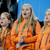 Les princesses Alexia, Amalia et Ariane - La famille royale des Pays-Bas lors des 1/4 de finale femmes de hockey sur gazon durant les Jeux Olympiques (JO) 2016 de Rio de Janeiro. Le 15 août 2016 15/08/2016 - Rio de Janeiro