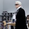 Le designer Karl Lagerfeld lors du final du 2ème défilé de mode Haute-Couture automne-hiver 2016/2017 "Chanel" à Paris le 5 Juillet 2016. © Olivier Borde / Bestimage