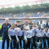 L'équipe au complet des U19 du PSG sacré Champion avec la coupe - Match de Ligue 1 PSG-Metz - 2ème journée au Parc des Princes à Paris, le 21 août 2016. Victoire du PSG 3-0. © Pierre Perusseau/Bestimage