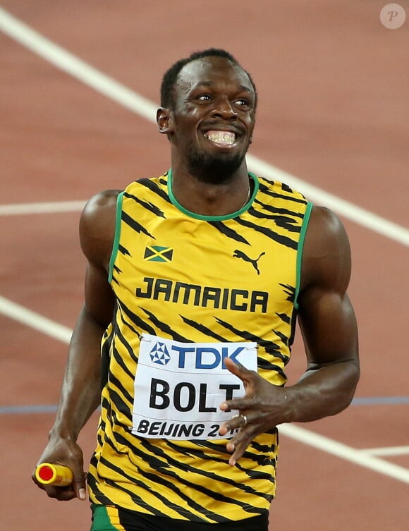 Usain Bolt - Les jamaïcains deviennent champions du monde en remportant le relais 4x100 lors du championnats du monde d'athlétisme à Pékin, le 29 août 2015.