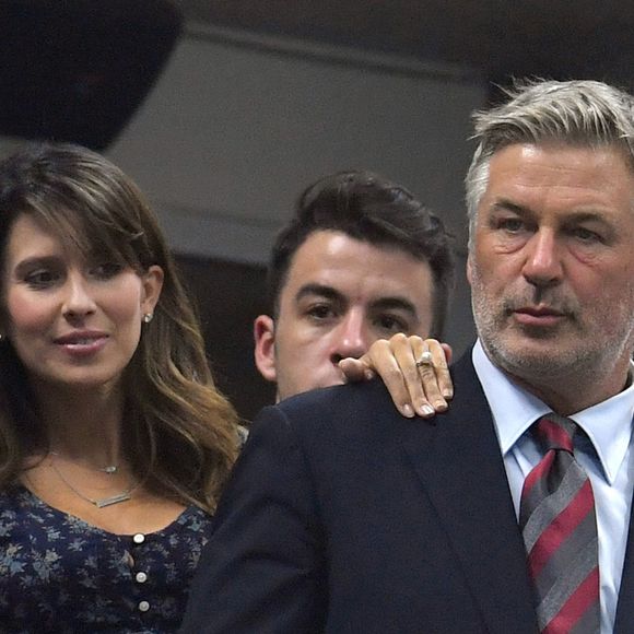 Alec Baldwin et son épouse Hilaria, enceinte, à l'US Open 2016 au USTA Billie Jean King National Tennis Center à New York, le 29 août 2016.