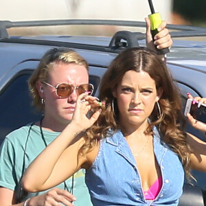 Exclusif - Riley Keough sur le tournage du film "Logan Lucky" à Atlanta, le 29 août 2016