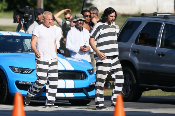Exclusif - Daniel Craig, blond platine et habillé en prisonnier, sur le tournage du film "Logan Lucky" à Atlanta, le 29 août 2016