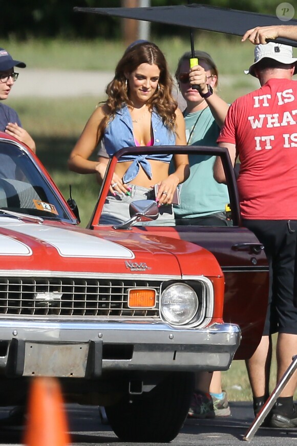 Exclusif - Riley Keough sur le tournage du film "Logan Lucky" à Atlanta, le 29 août 2016
