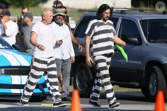Exclusif - Adam Driver en prisonnier, sur le tournage du film "Logan Lucky" à Atlanta, le 29 août 2016