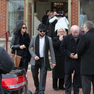 Liette Dion (la blonde), soeur de Daniel Dion - Obsèques de Daniel Dion, frère de Céline Dion, en présence de la famille et des amis en l'église Saints-Simon-et-Jude à Charlemagne, le 25 janvier 2016. © Eric Yainiri / Bestimage