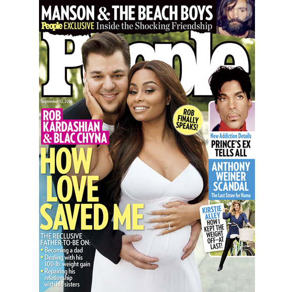 Blac Chyna et son fiancé Rob Kardashian Jr. en couverture du magazine People daté du mois de septembre 2016