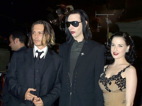 Johnny Depp et Marilyn Manson avec Dita Von Tees à Los Angeles en 2001.