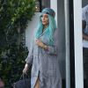 Exclusif - Kylie Jenner, les cheveux et les ongles bleu turquoise, est allée diner avec son petit ami Tyga à Malibu, le 12 avril 2015
