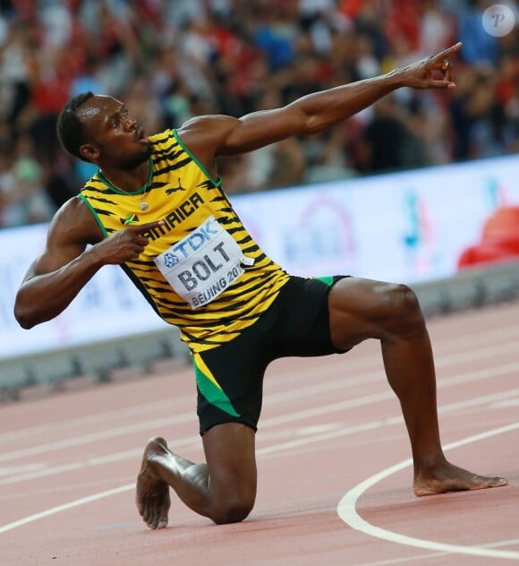 Usain Bolt remporte la finale du 200 mètres aux championnats du monde d'athlétisme de Pékin le 27 août 2015.