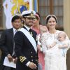 Le prince Carl Philip et la princesse Sofia lors du baptême du prince Alexander de Suède au palais Drottningholm à Stockholm le 9 septembre 2016