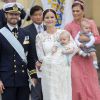 Le prince Carl Philip et la princesse Sofia de Suède lors du baptême de leur fils, le prince Alexander de Suède, au palais Drottningholm à Stockholm le 9 septembre 2016