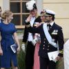 Lina Frejd, soeur de la princesse Sofia, et la princesse Victoria, le prince Carl Philip et la princesse Sofia avec le prince Alexander lors du baptême de ce dernier au palais Drottningholm à Stockholm le 9 septembre 2016
