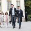 Patrick Sommerlath, sa femme Maline et leurs enfants au baptême du prince Alexander de Suède au palais Drottningholm à Stockholm le 9 septembre 2016