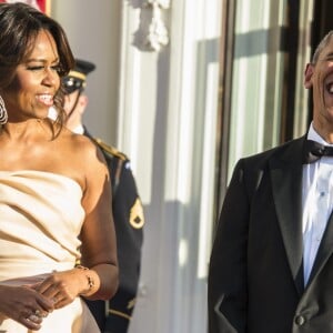 Le président américain Barak Obama et sa femme Michelle Obama lors du dîner du sommet des chefs d'Etat de cinq pays nordiques à Washington, le 14 mai 2016