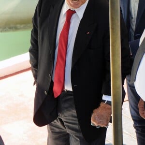 Jean-Paul Belmondo à son arrivée à l'hôtel Excelsior lors du 73e Festival du Film de Venise, la Mostra. Le 8 septembre 2016