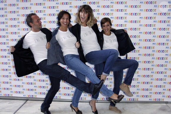 Thomas Chauvineau, Nadia Daam, Nathalie Le Breton et Daphné Bürki (Les Maternelles) - Conférence de presse de France Télévision à Paris le 31 août 2011.