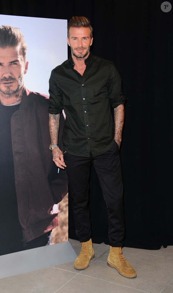 David Beckham assiste au lancement de la collection H&M Modern Essentials Selected by David Beckham au magasin H&M. Los Angeles, le 26 septembre 2016.