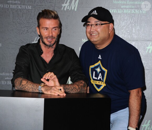 David Beckham assiste au lancement de la collection H&M Modern Essentials Selected by David Beckham au magasin H&M. Los Angeles, le 26 septembre 2016.