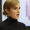Emma Watson participe au lancement de l'initiative HeForShe Impact 10x10x10 pour l'égalité des femmes et des hommes à New York le 20 septembre 2016.