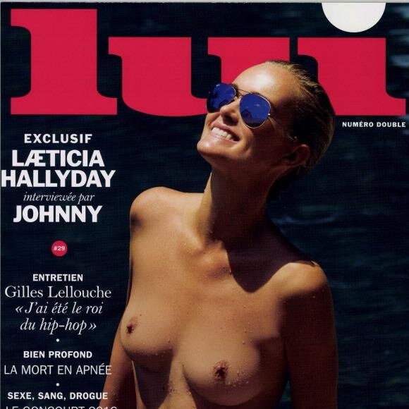 Laeticia Hallyday en couverture de Lui, juillet-août 2016.