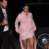 Rihanna photographiée à l'issue du défilé FENTY PUMA by Rihanna, porte une tenue de sa collection printemps-été 2017. Paris, le 28 septembre 2016.