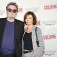 Eddy Mitchell et sa femme Muriel Bailleul - Vernissage presse de l'exposition "Coluche" à l'Hôtel de Ville de Paris le 5 octobre 2016. © Pierre Perusseau/Bestimage