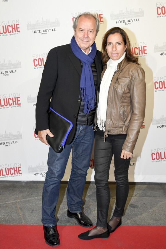 Christian Morin et sa femme - Vernissage presse de l'exposition "Coluche" à l'Hôtel de Ville de Paris le 5 octobre 2016. © Pierre Perusseau/Bestimage