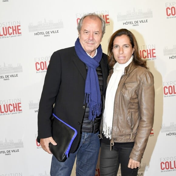 Christian Morin et sa femme - Vernissage presse de l'exposition "Coluche" à l'Hôtel de Ville de Paris le 5 octobre 2016. © Pierre Perusseau/Bestimage