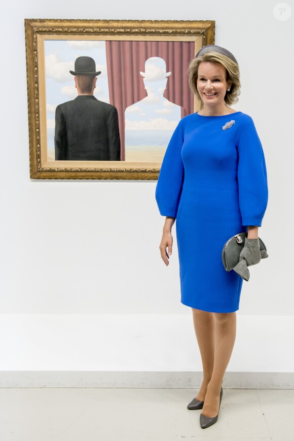 La reine Mathilde de Belgique a visité l'expo Magritte au Centre Pompidou à Paris le 5 octobre 2016. © Danny Gys/Reporters/ABACAPRESS.COM