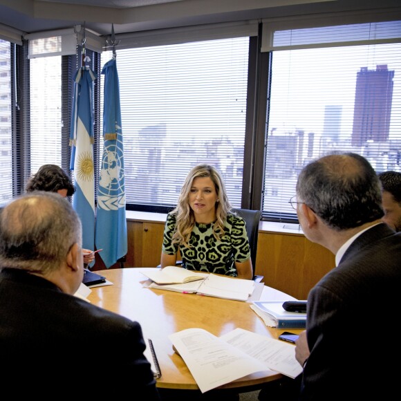 La reine Maxima des Pays-Bas participe à une réunion sur le développement à Buenos Aires le 11 octobre 2016. Elle est l'avocate spéciale auprès du secrétaire général des Nations Unies Ban Ki-moon pour la finance inclusive. 11/10/2016 - Buenos Aires