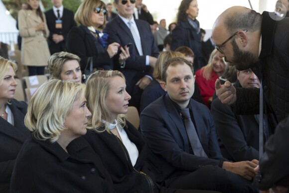 Marine Le Pen , Présidente du front National et Marion Maréchal Lepen, Député du FN Vaucluse, Philippe Vardon, Conseiller Régional FN, ex membre du Bloc Identitaire - François Hollande lors de l'hommage National aux victimes de l'attentat de Nice à Nice le 15 octobre 2016