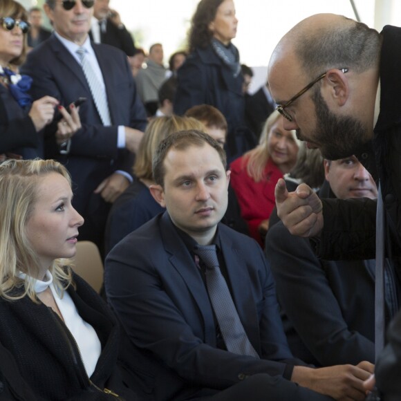 Marine Le Pen , Présidente du front National et Marion Maréchal Lepen, Député du FN Vaucluse, Philippe Vardon, Conseiller Régional FN, ex membre du Bloc Identitaire - François Hollande lors de l'hommage National aux victimes de l'attentat de Nice à Nice le 15 octobre 2016