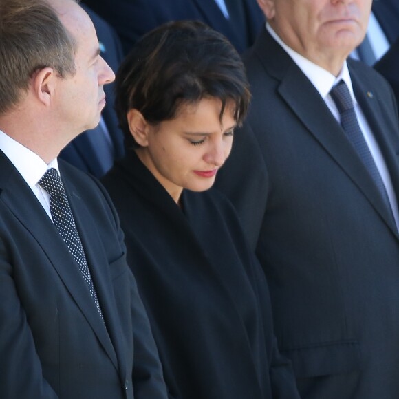 Najat Vallaud-Belkacem - Hommage national aux victimes de l'attentat de Nice, ayant fait 86 victimes le 14 juillet 2016 sur la Promenade des Anglais. Le 15 octobre 2016.