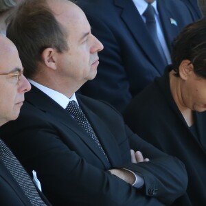 Jean-Jacques Urvoas et Najat Vallaud-Belkacem - Hommage national aux victimes de l'attentat de Nice, ayant fait 86 victimes le 14 juillet 2016 sur la Promenade des Anglais. Le 15 octobre 2016.