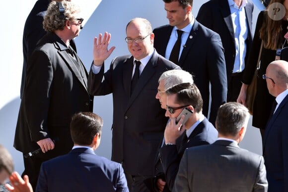 Le prince Albert II de Monaco - François Hollande lors de l'hommage National aux victimes de l'attentat de Nice le 15 octobre 2016. © Bruno Bebert / Bestimage