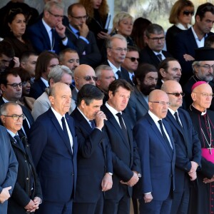 Alain Juppé, François Fillon, Christian Estrosi, Eric Ciotti et Philippe Pradal et guest - François Hollande lors de l'hommage National aux victimes de l'attentat de Nice à Nice le 15 octobre 2016 © Bruno Bebert / Bestimage