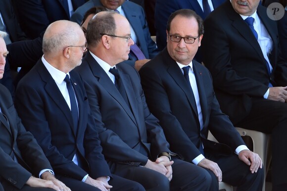 Le prince Albert II de Monaco et François Hollande - François Hollande lors de l'hommage National aux victimes de l'attentat de Nice le 15 octobre 2016. © Bruno Bebert / Bestimage
