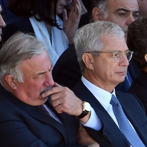 Gérard Larcher, Claude Bartolone Nicolas Sarkozy - François Hollande lors de l'hommage National aux victimes de l'attentat de Nice le 15 octobre 2016. © Bruno Bebert / Bestimage