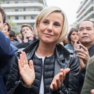 Laurence Ferrari - Rassemblement devant les locaux d'iTÉLÉ à Boulogne-Billancourt au neuvième jour de grève de la société des journalistes. Le 25 octobre 2016.