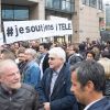 Rassemblement devant les locaux d'iTÉLÉ à Boulogne-Billancourt au neuvième jour de grève de la société des journalistes. Le 25 octobre 2016.