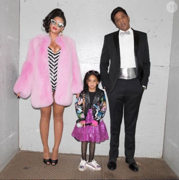 Photo de Beyoncé, Blue Ivy Carter et Jay Z, déguisés pour Halloween. Octobre 2016.